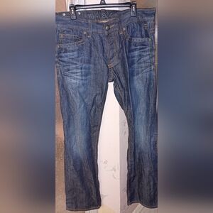 River De Cru Jeans Size 34 Back Flap Pockets Dark Wash